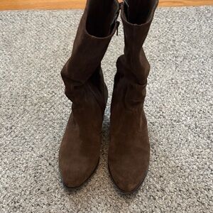 Gabor Chocolate Suede Heeled Boots